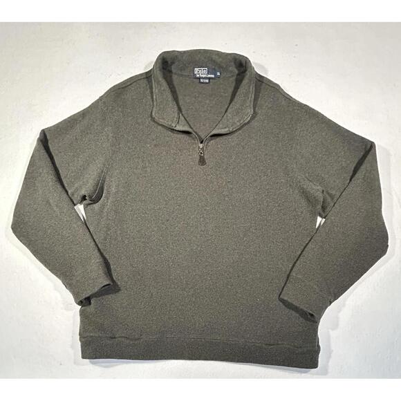 Polo Ralph Lauren Mens XL 1/4 Quarter Zip Cotton Pullover Sweater Gray - Picture 1 of 9